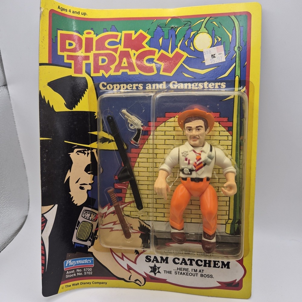 Vintage 1990 Playmates Dick Tracy Sam Catchem Action Figure Sealed #5702 Disney